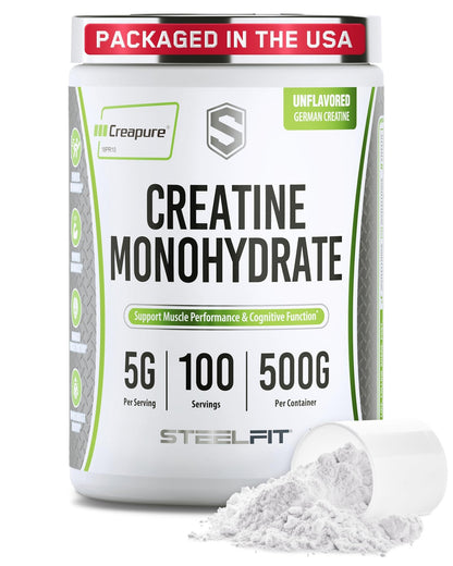 SteelFit Creapure Creatine Monohydrate Powder, Unflavored - German Micronized Creatine Powder for Men & Women - Gym Workout Nutritional Supplements for Muscle Gain - dailyvitalstore