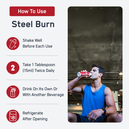 SteelFit Steel Burn, Premium Liquid L-Carnitine, 3000mg - Stimulant-Free & Clean Workout Drink for Men & Women Supports Healthy Weight Loss Management - dailyvitalstore