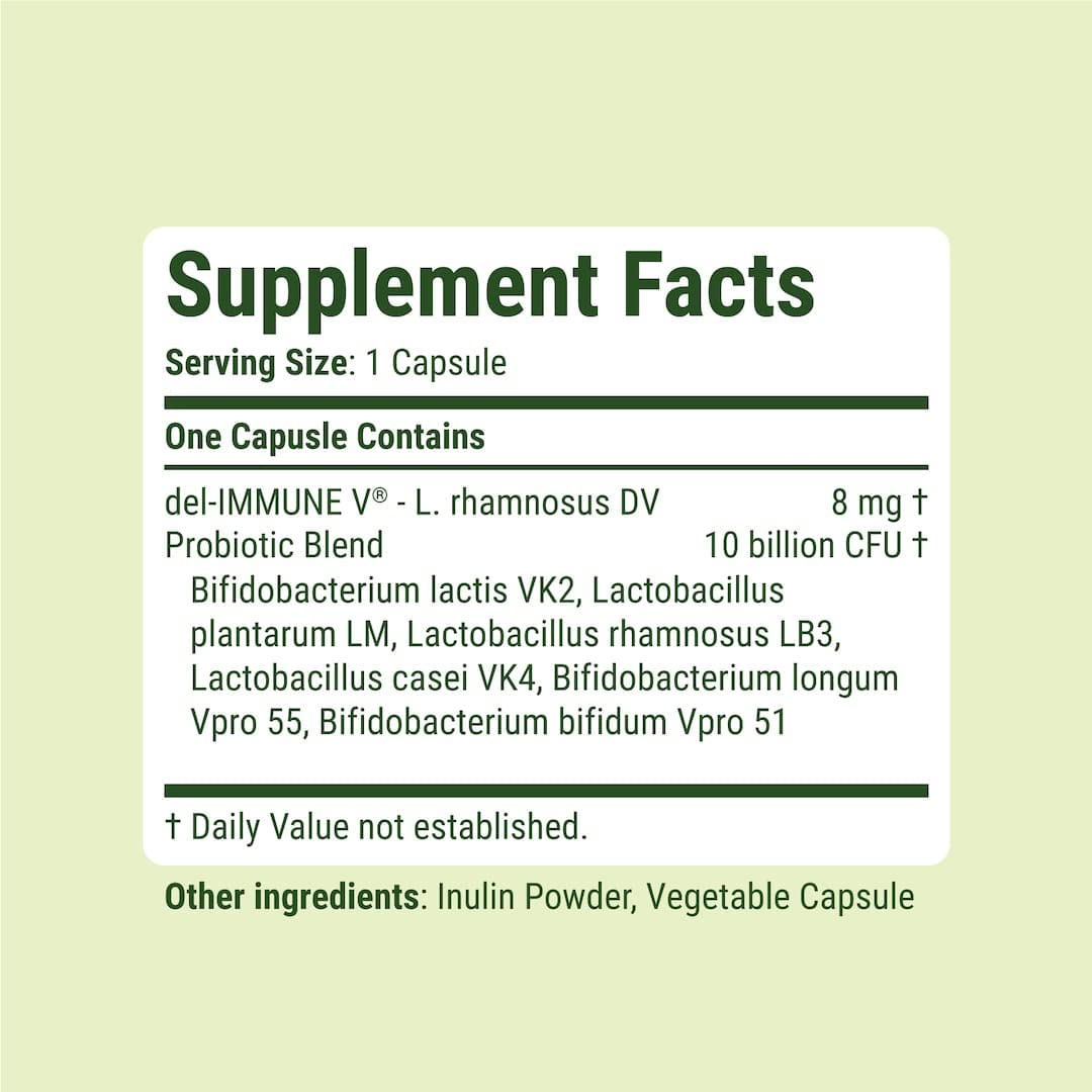 Stellar Biotics - Delpro Probiotic (+ Del-Immune V & Prebiotic Blend) Promotes Optimal Gut Health, Digestion, Immune Support & Mood (60 Capsules) - dailyvitalstore