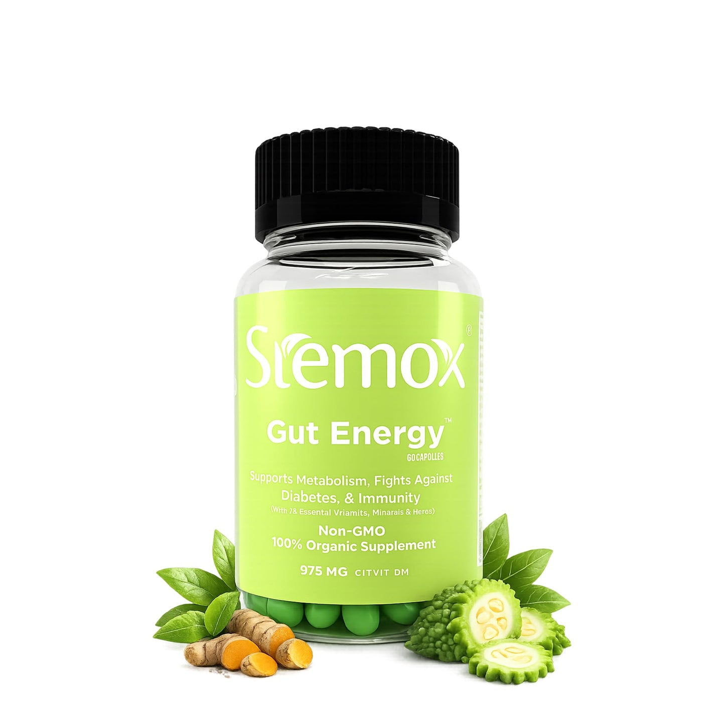 Stemox Gut Energy – Natural Energy & Metabolism Support Supplement with Biotin, Chromium, Alpha Lipoic Acid & Organic Herbal Extracts – Blood Sugar & Gut Health Support – 60 Vegan Capsules - dailyvitalstore