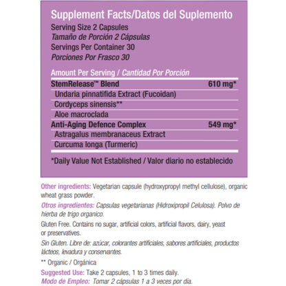 Stemtech Stemrelease3 Cutting-Edge Stem Cell Nutrition for Natural Renewal and Youthful Vitality, Exclusive Blend for Enhanced Telomere Health, 60 Capsules - dailyvitalstore