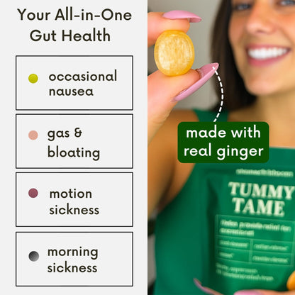 Stomach Bloom Fast-Acting Ginger for Nausea Relief | Herbal Relief for Pregnancy Nausea and Morning & Motion Sickness | Ginger, Lemon, Spearmint & B6. 28 Individually Sealed Drops. - dailyvitalstore