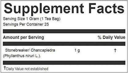 Stone Breaker Chanca Piedra Herbal Tea - 100% Naural from Peru ( 25 Tea Bags ) Natural Kidney Cleanse & Gallbladder Stones Support– Detoxify Urinary Tract, Flush Impurities, Clear Urinary System - dailyvitalstore