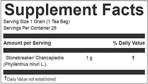 Stone Breaker Chanca Piedra Herbal Tea - 100% Naural from Peru (2x 25 Tea Bags Pack) Natural Kidney Cleanse & Gallbladder Stones Support– Detoxify Urinary Tract, Flush Impurities, Clear Urinary System - dailyvitalstore