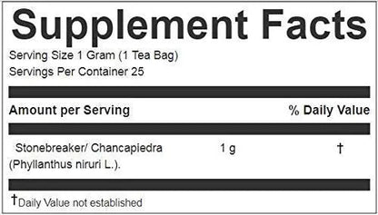 Stone Breaker Chanca Piedra Herbal Tea - 100% Naural from Peru (2x 25 Tea Bags Pack) Natural Kidney Cleanse & Gallbladder Stones Support– Detoxify Urinary Tract, Flush Impurities, Clear Urinary System - dailyvitalstore