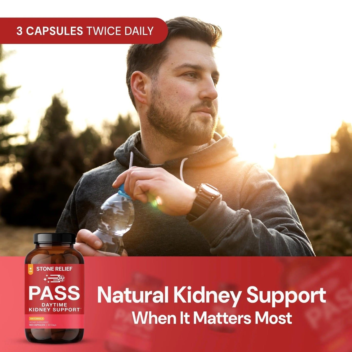 STONE RELIEF Daytime Herbal Kidney Support for Urinary Flow & Comfort | Chanca Piedra Formula – 180 Capsules - dailyvitalstore