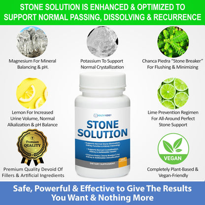Stone Solution Capsules- Natural Dissolver, Kidney Stone Support & Kidney Cleanser Chanca Piedra Stone Breaker Gallbladder Cleanse, Flush & Stop Recurrence, Stone Relief 60 Servings - dailyvitalstore