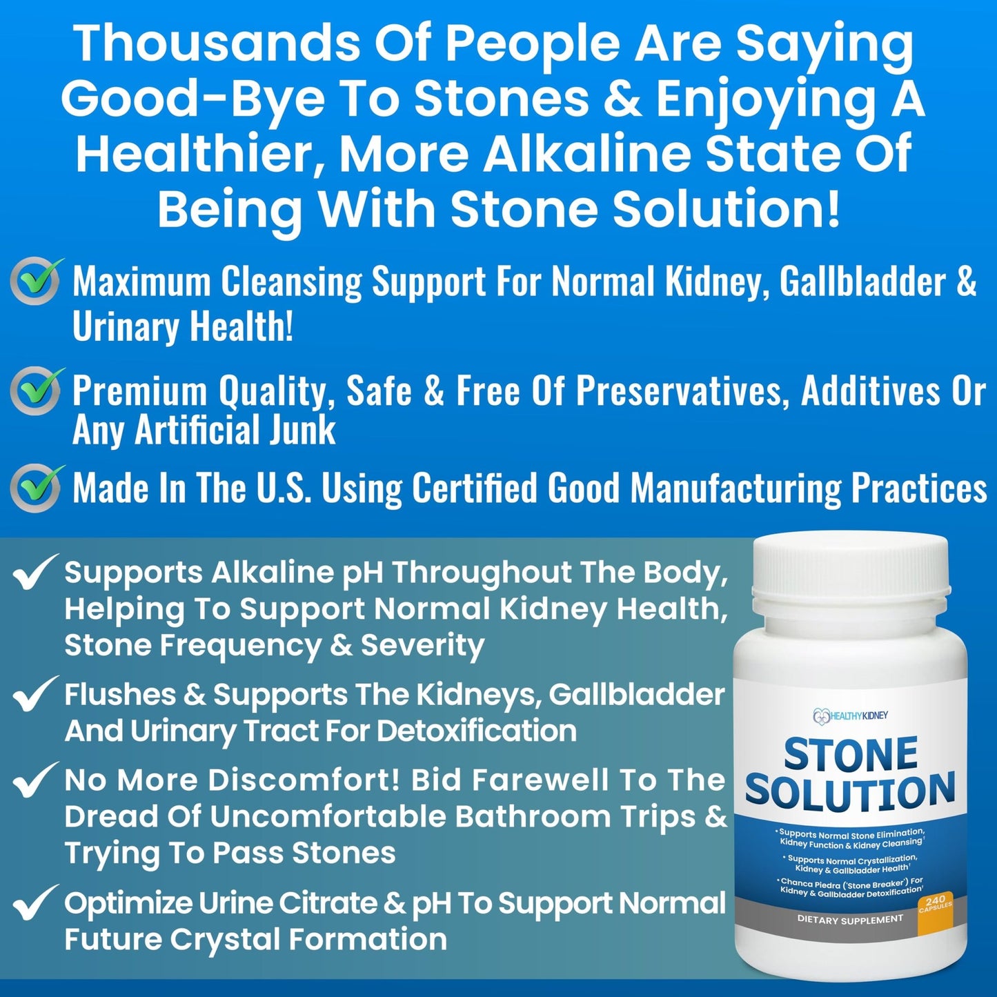 Stone Solution Capsules- Natural Dissolver, Kidney Stone Support & Kidney Cleanser Chanca Piedra Stone Breaker Gallbladder Cleanse, Flush & Stop Recurrence, Stone Relief 60 Servings - dailyvitalstore
