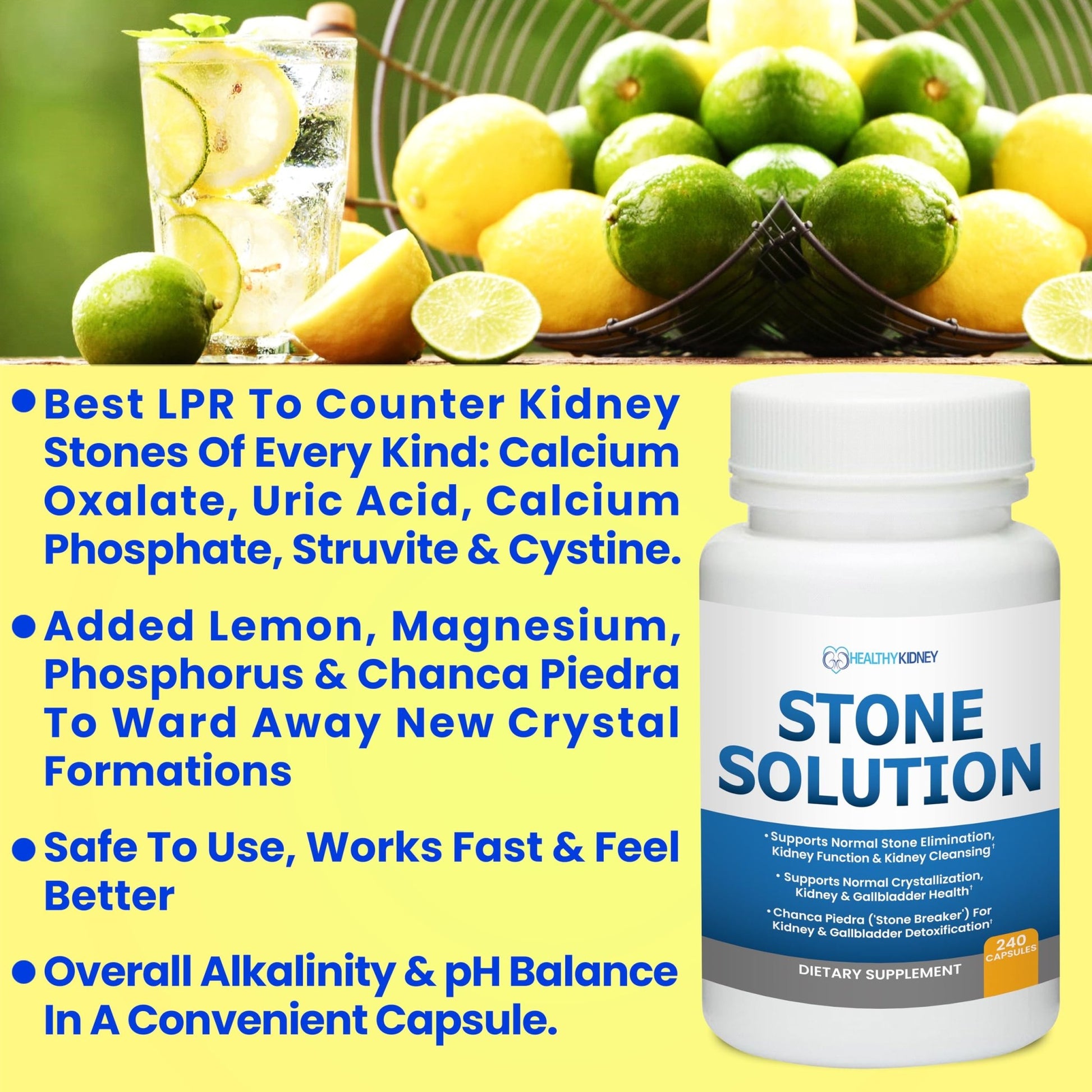 Stone Solution Capsules- Natural Dissolver, Kidney Stone Support & Kidney Cleanser Chanca Piedra Stone Breaker Gallbladder Cleanse, Flush & Stop Recurrence, Stone Relief 60 Servings - dailyvitalstore