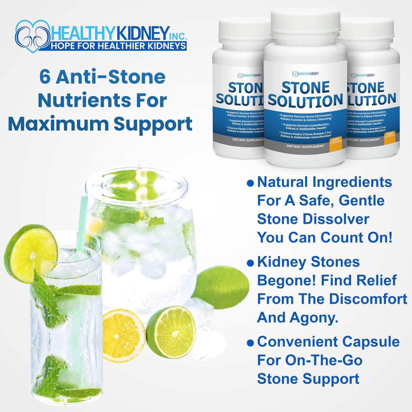 Stone Solution Capsules- Natural Dissolver, Kidney Stone Support & Kidney Cleanser Chanca Piedra Stone Breaker Gallbladder Cleanse, Flush & Stop Recurrence, Stone Relief 60 Servings - dailyvitalstore