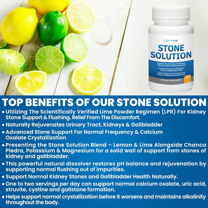 Stone Solution Capsules- Natural Dissolver, Kidney Stone Support & Kidney Cleanser Chanca Piedra Stone Breaker Gallbladder Cleanse, Flush & Stop Recurrence, Stone Relief 60 Servings - dailyvitalstore