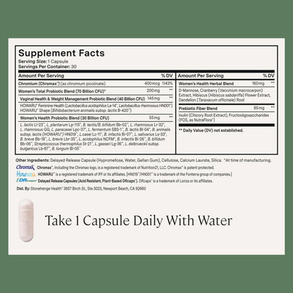 Stonehenge Health Biotics for Women Probiotic 70 Billion CFU, 24 Strains + Prebiotic Fiber, Weight Management, Focus & Mood, Digestive, Vaginal & Immune Support, Non-GMO, 30 Delayed-Release Veg Caps - dailyvitalstore