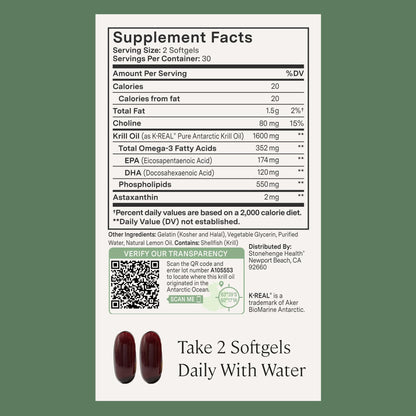 Stonehenge Health Dynamic Krill Oil 1600mg – Triple Strength Antarctic Omega-3 Supplement with EPA, DHA, Phospholipids & 2mg Astaxanthin – Supports Heart, Brain, Skin, Joint & Eye Health – 60 Softgels - dailyvitalstore