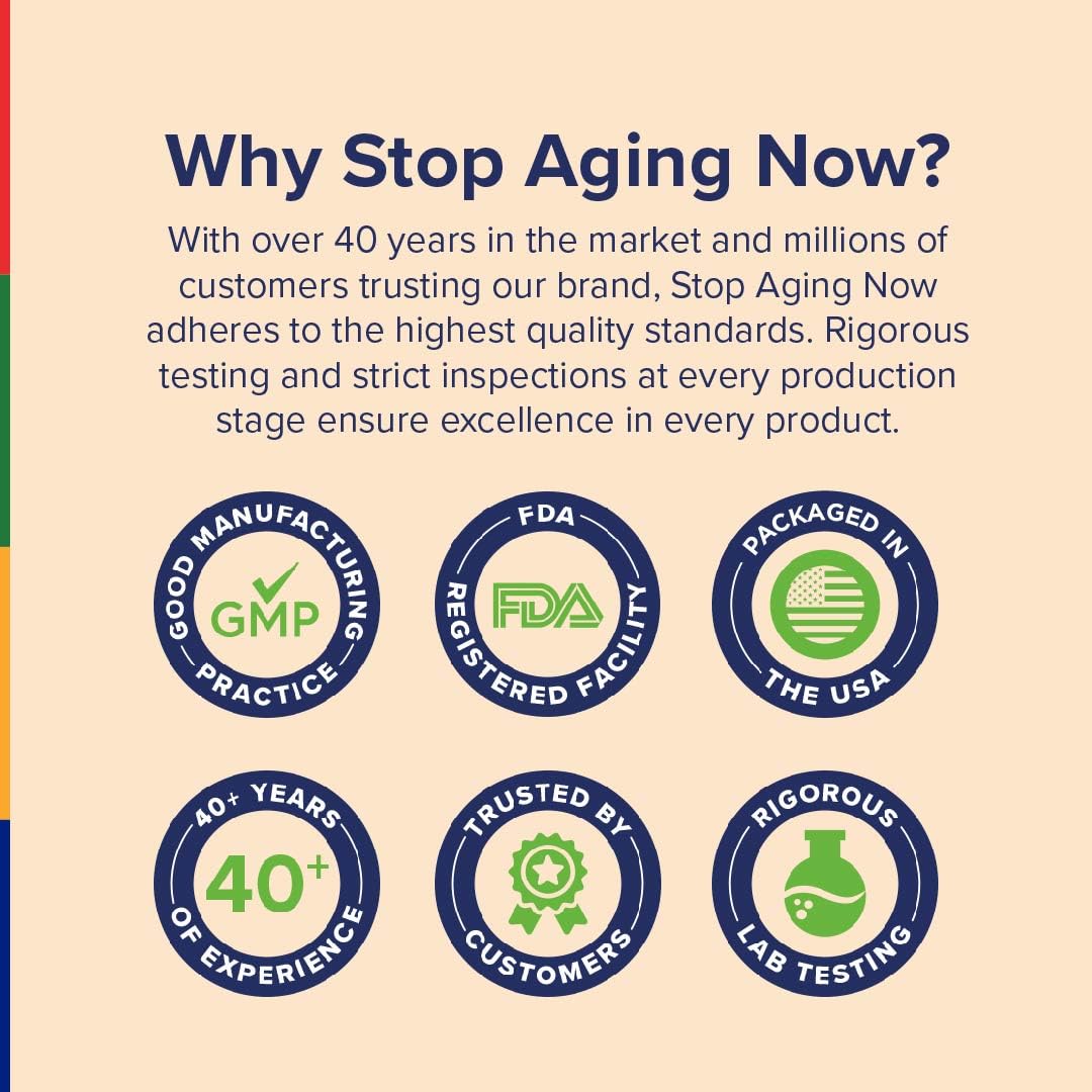 Stop Aging Now - Brain Supplement Complex - with Ginkgo Biloba, Lion's Mane, Bacopa, and DMAE - 60 Vegetarian Capsules - Advanced Blend - dailyvitalstore