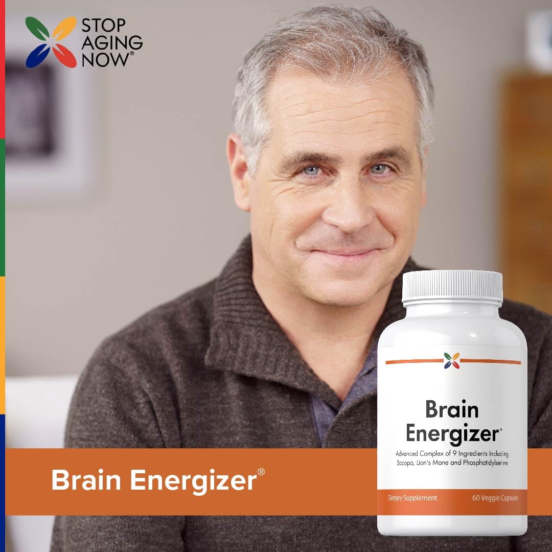 Stop Aging Now - Brain Supplement Complex - with Ginkgo Biloba, Lion's Mane, Bacopa, and DMAE - 60 Vegetarian Capsules - Advanced Blend - dailyvitalstore