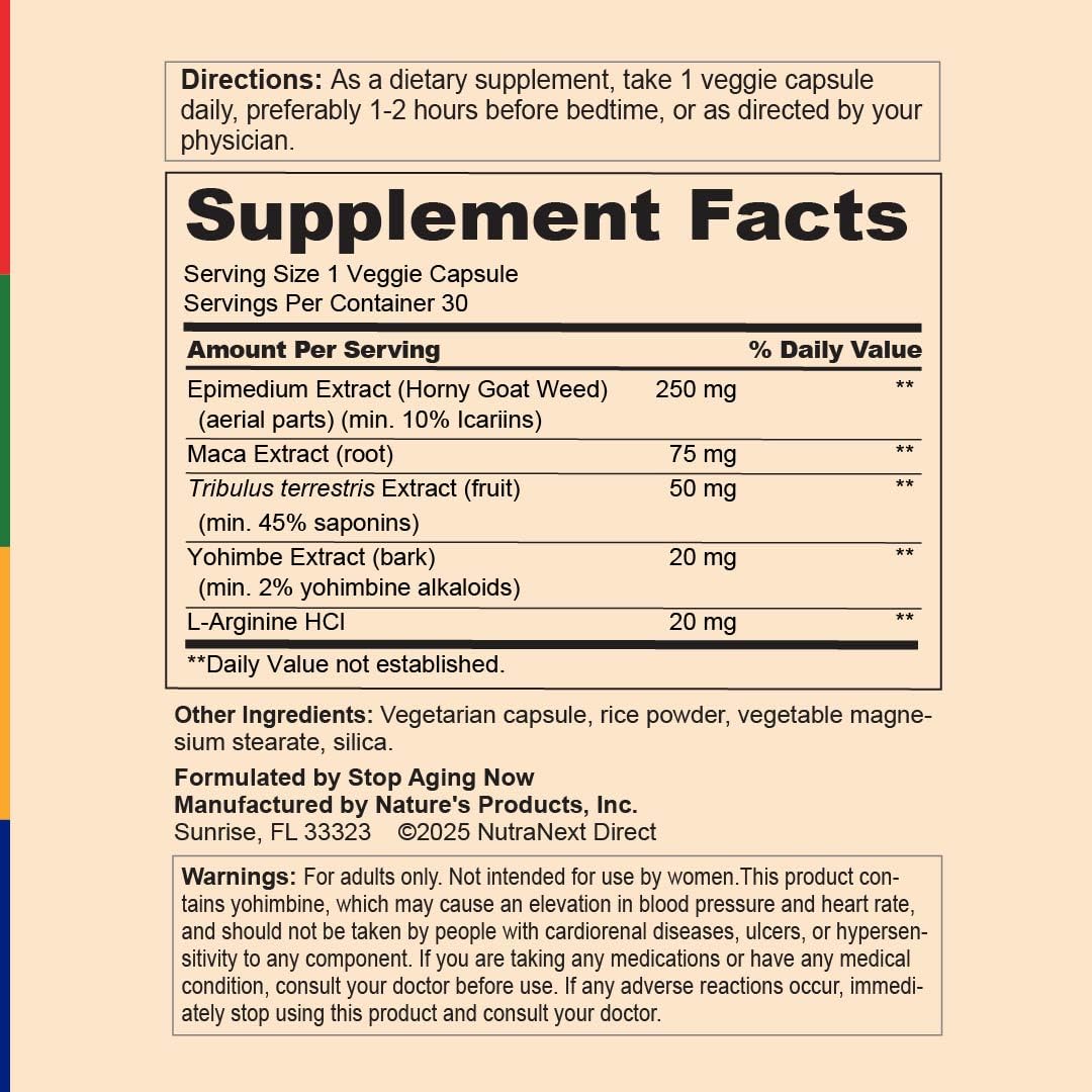 Stop Aging Now - Dynamic Man - Complex Supplement - 30 Vegetarian Capsules - dailyvitalstore