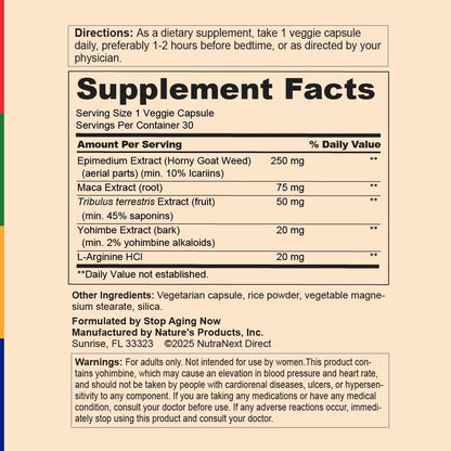 Stop Aging Now - Dynamic Man - Complex Supplement - 30 Vegetarian Capsules - dailyvitalstore
