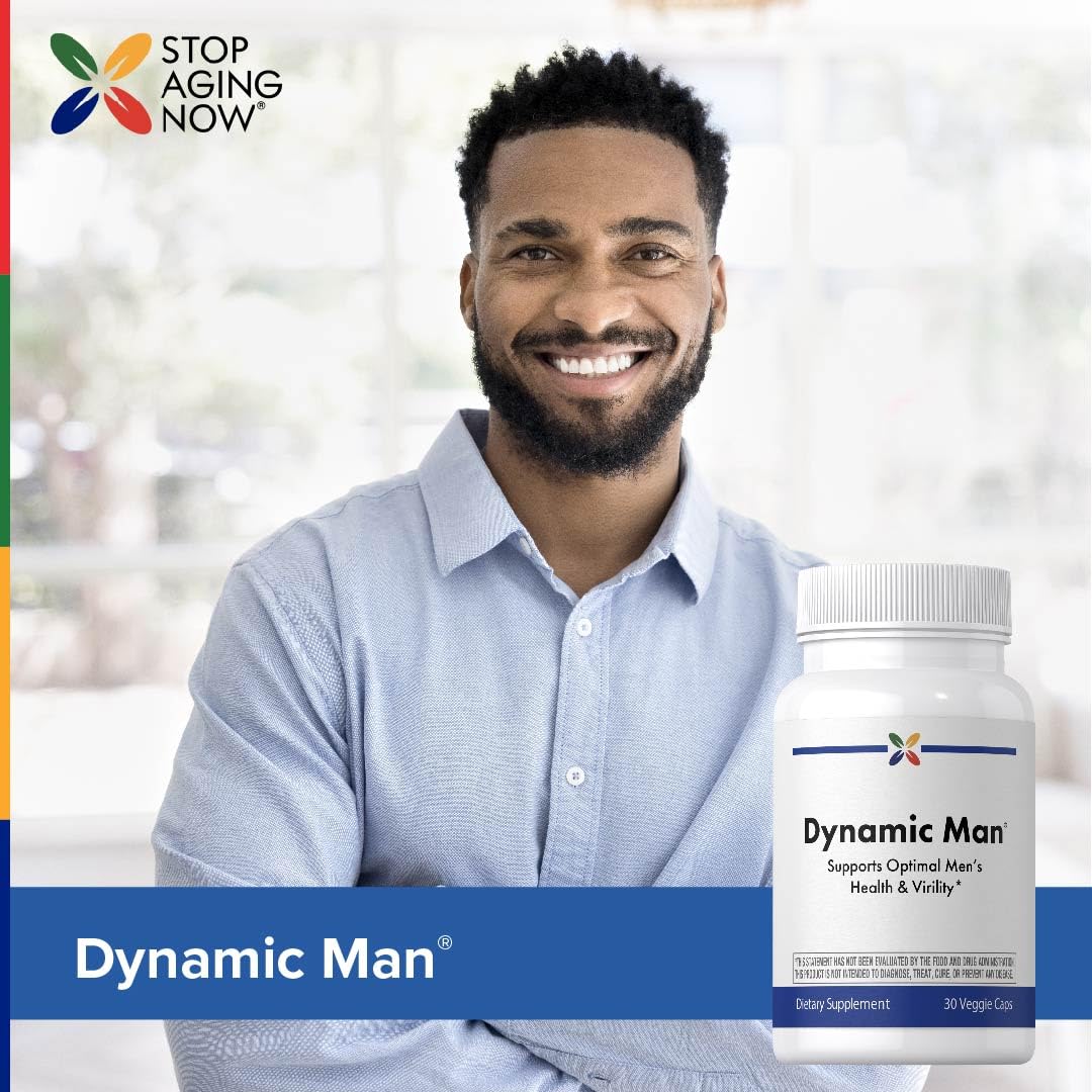 Stop Aging Now - Dynamic Man - Complex Supplement - 30 Vegetarian Capsules - dailyvitalstore