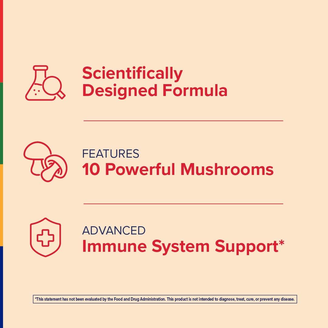 Stop Aging Now - Immune Support - with Vitamin C, Vitamin D3 and Mushroom Complex - 60 Vegetarian Capsules - dailyvitalstore
