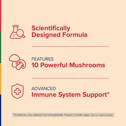 Stop Aging Now - Immune Support - with Vitamin C, Vitamin D3 and Mushroom Complex - 60 Vegetarian Capsules - dailyvitalstore