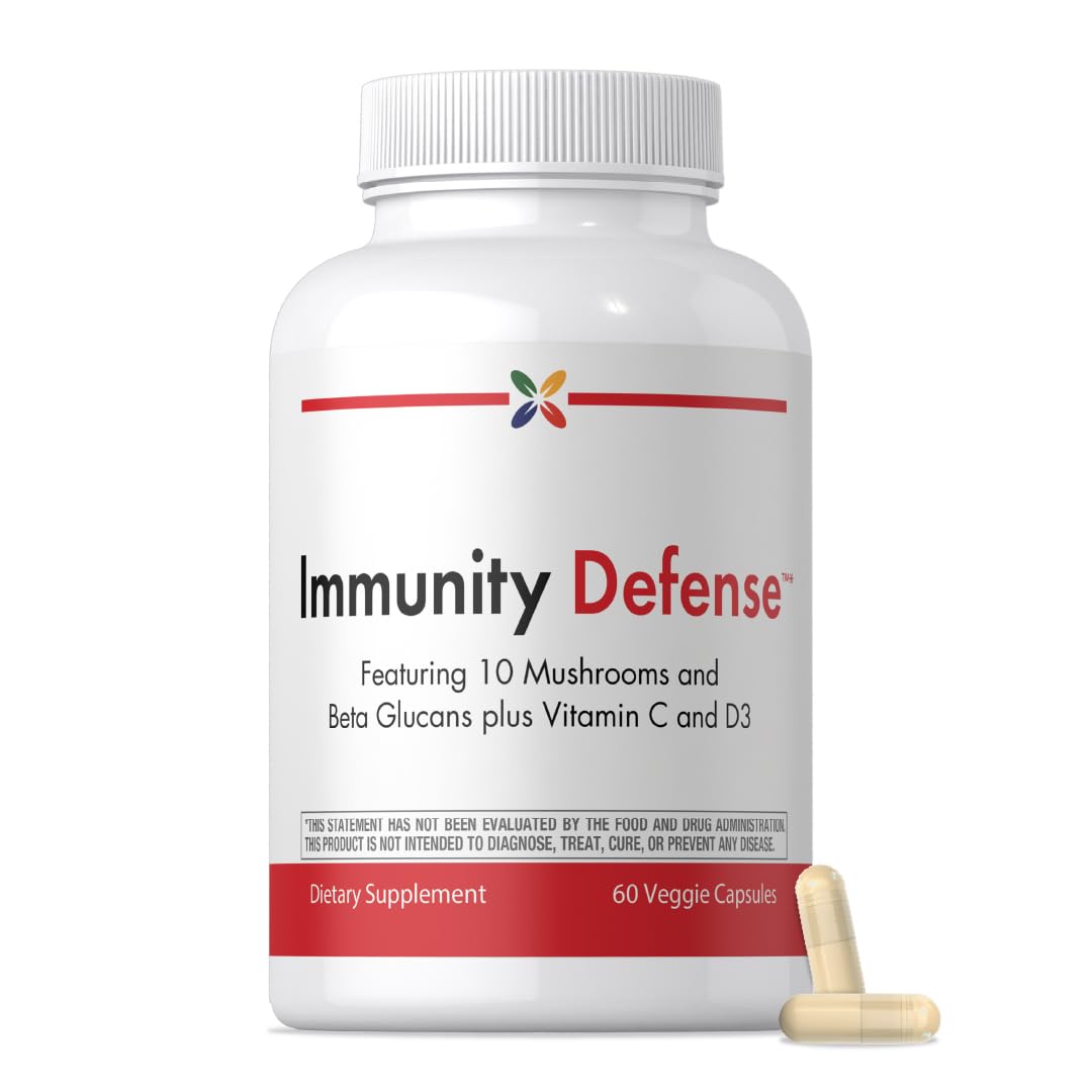 Stop Aging Now - Immune Support - with Vitamin C, Vitamin D3 and Mushroom Complex - 60 Vegetarian Capsules - dailyvitalstore