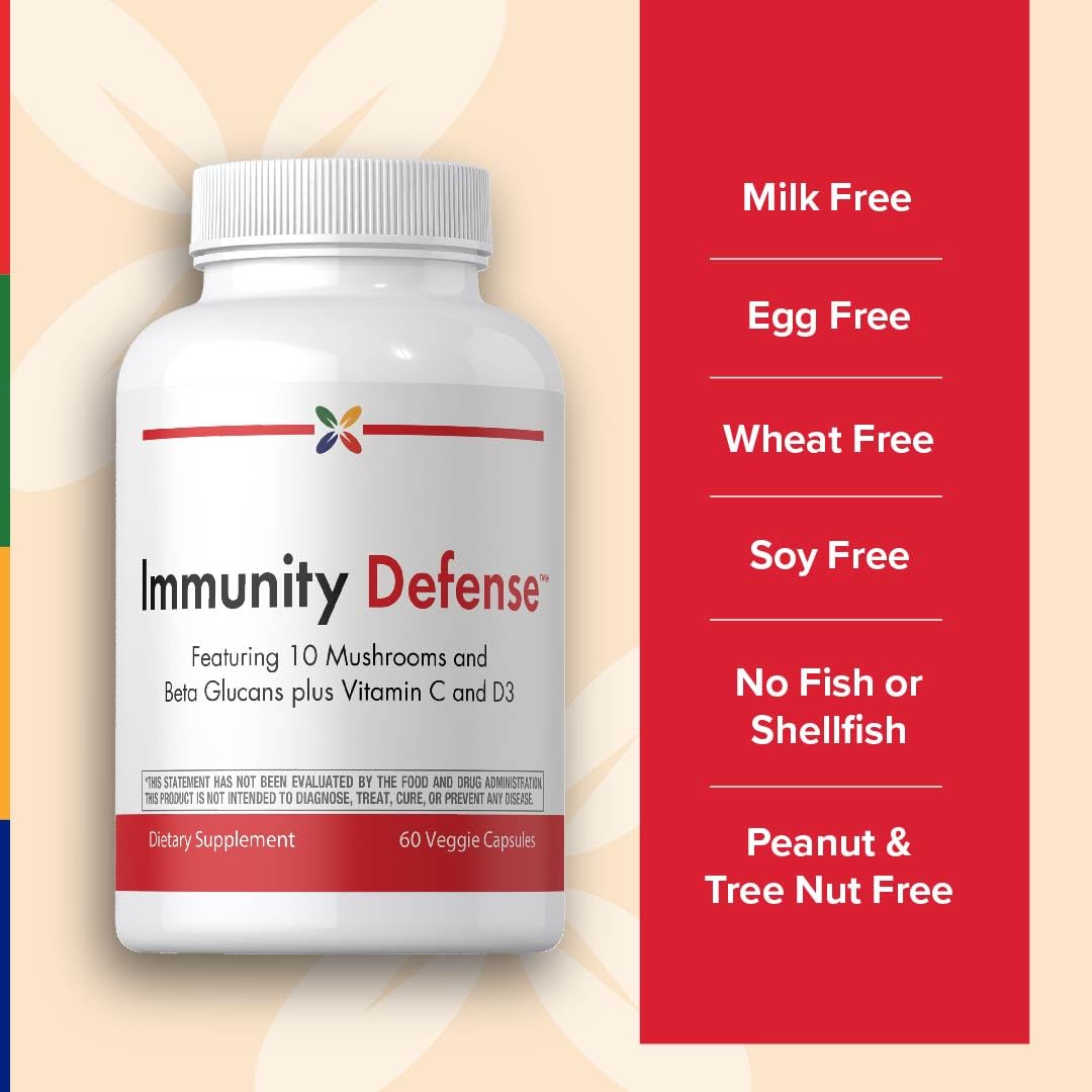 Stop Aging Now - Immune Support - with Vitamin C, Vitamin D3 and Mushroom Complex - 60 Vegetarian Capsules - dailyvitalstore