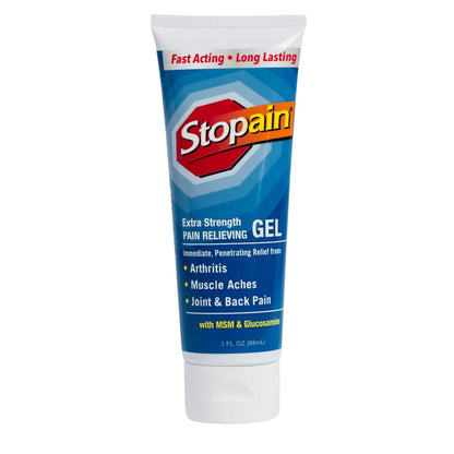 Stopain Pain Relief Gel 3oz USA Made, Max Strength Fast Acting with MSM, Glucosamine, Menthol for Arthritis, Lower Back Sciatica, Knee, Neck, HSA FSA Approved Topical Analgesic Products - dailyvitalstore