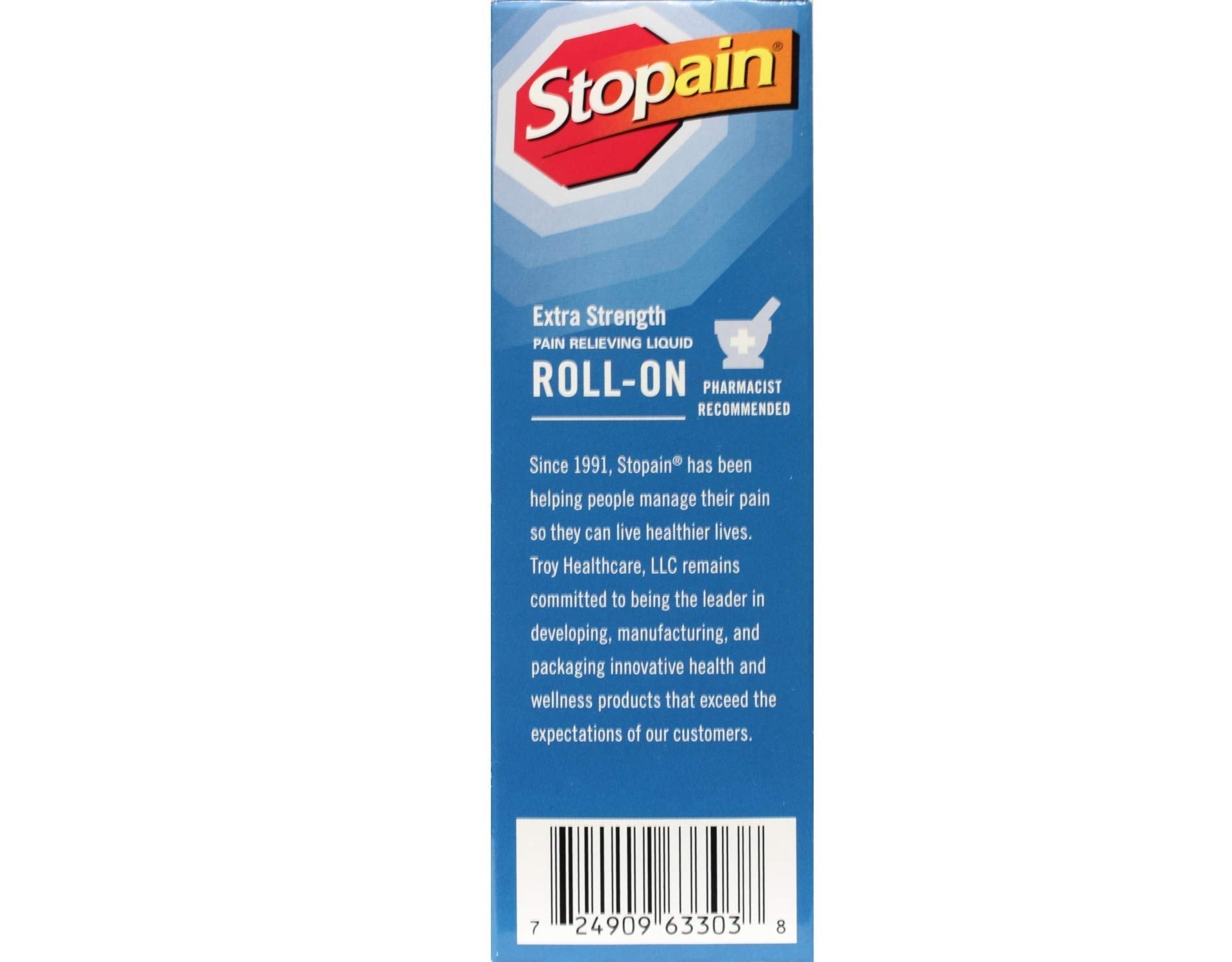 Stopain Pain Relief Roll On Gel 3oz (4 Pack) USA Made, Max Strength Fast Acting with MSM, Glucosamine, Menthol for Lower Back, Knee, Neck, HSA FSA Approved Topical Analgesic Products - dailyvitalstore