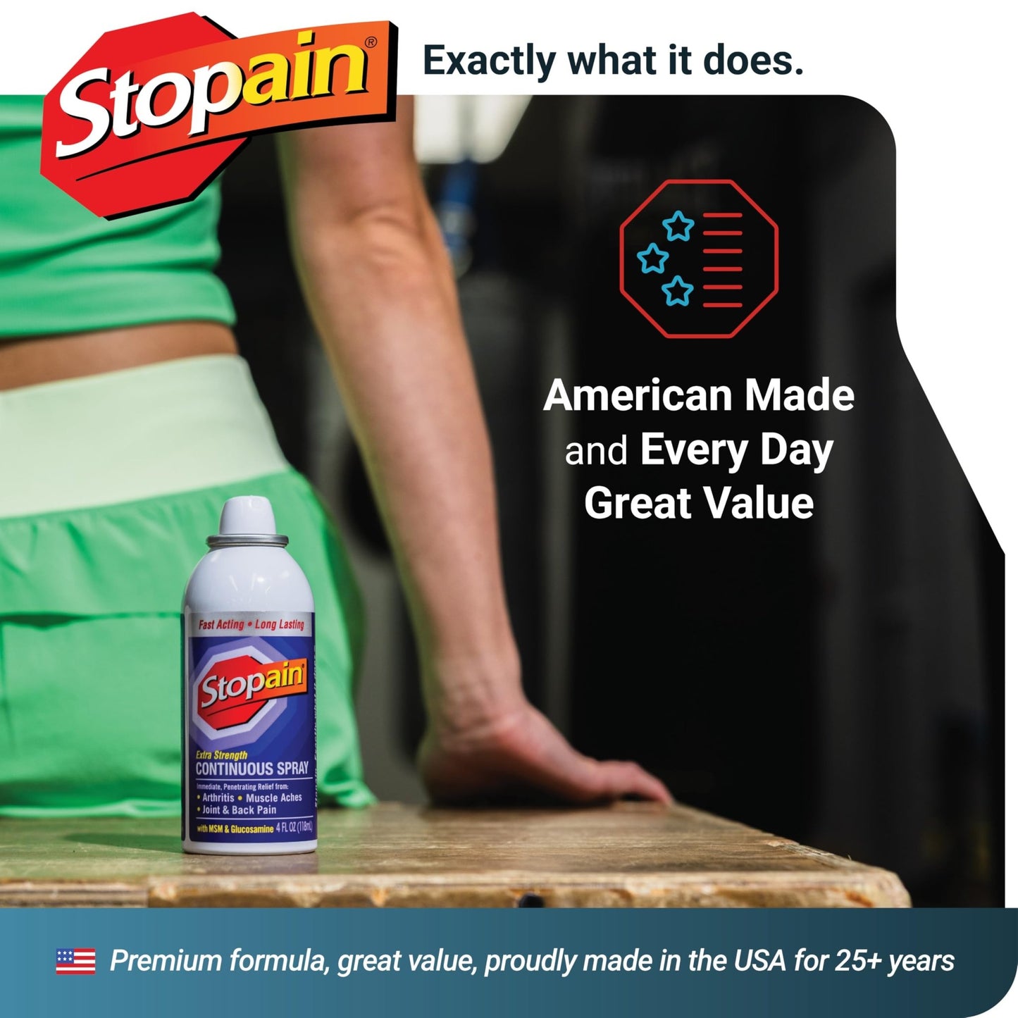 Stopain Pain Relief Spray 4oz (2 Pack) USA Made, Max Strength Fast Acting with MSM, Glucosamine, Menthol for Arthritis, Lower Back, Neck, HSA FSA Approved Topical Analgesic Products - dailyvitalstore
