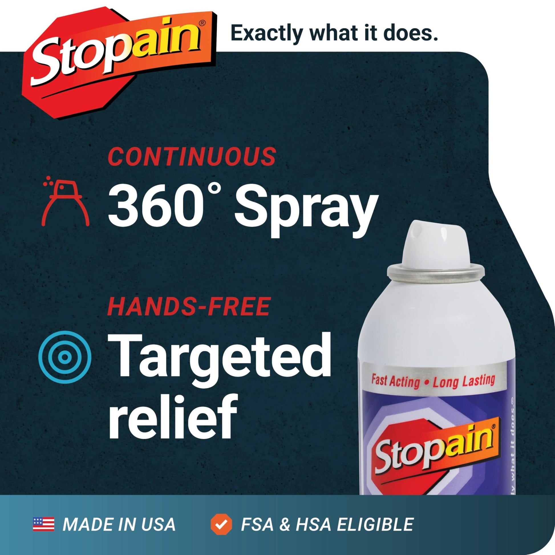 Stopain Pain Relief Spray 4oz (2 Pack) USA Made, Max Strength Fast Acting with MSM, Glucosamine, Menthol for Arthritis, Lower Back, Neck, HSA FSA Approved Topical Analgesic Products - dailyvitalstore
