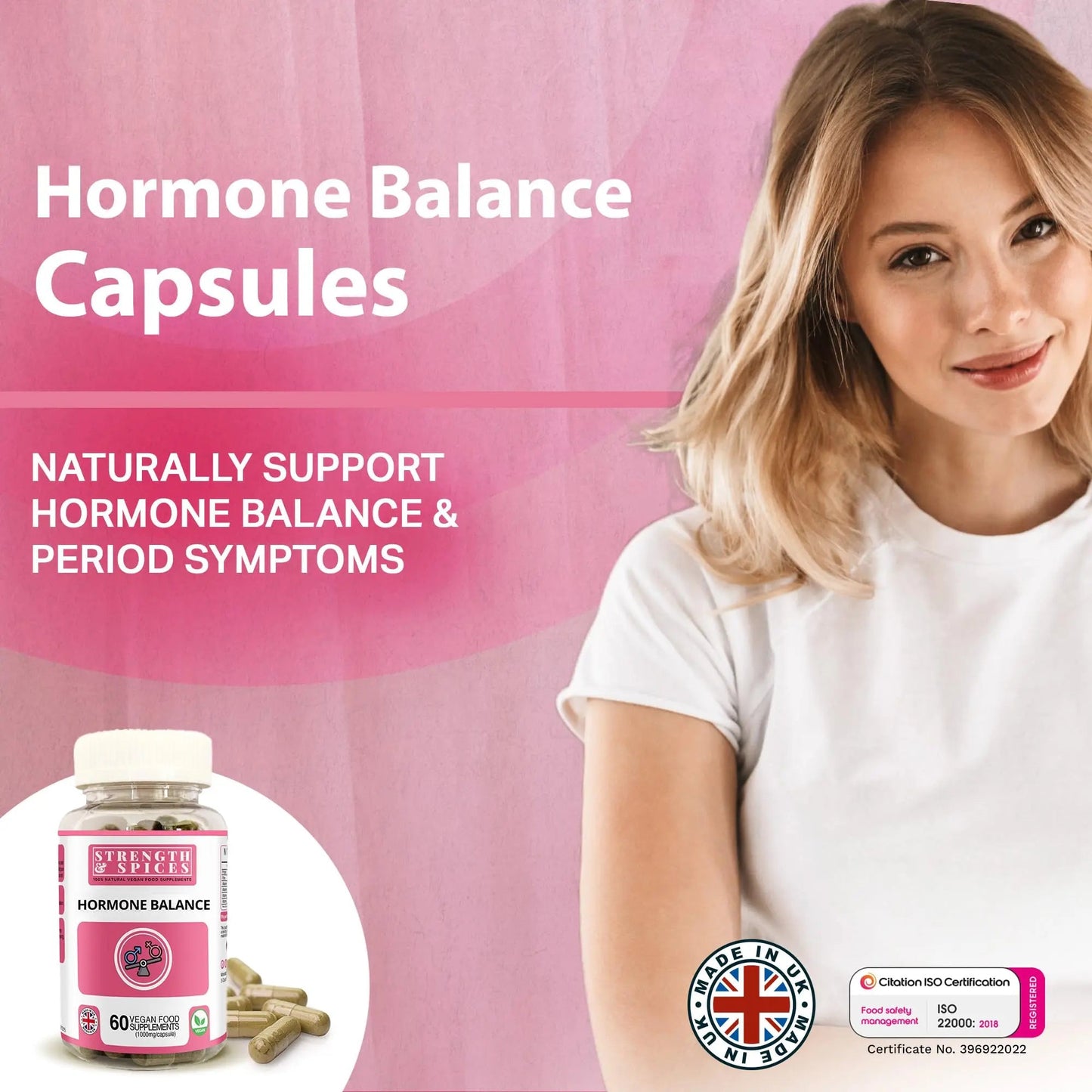 Strength & Spices Hormone Balance 100% Natural Estrogen Supplement – 12 Ingredients w Dong Quai - 60 Vegan UK Made 1000mg Capsules – Fertility and Menstrual Comfort - dailyvitalstore