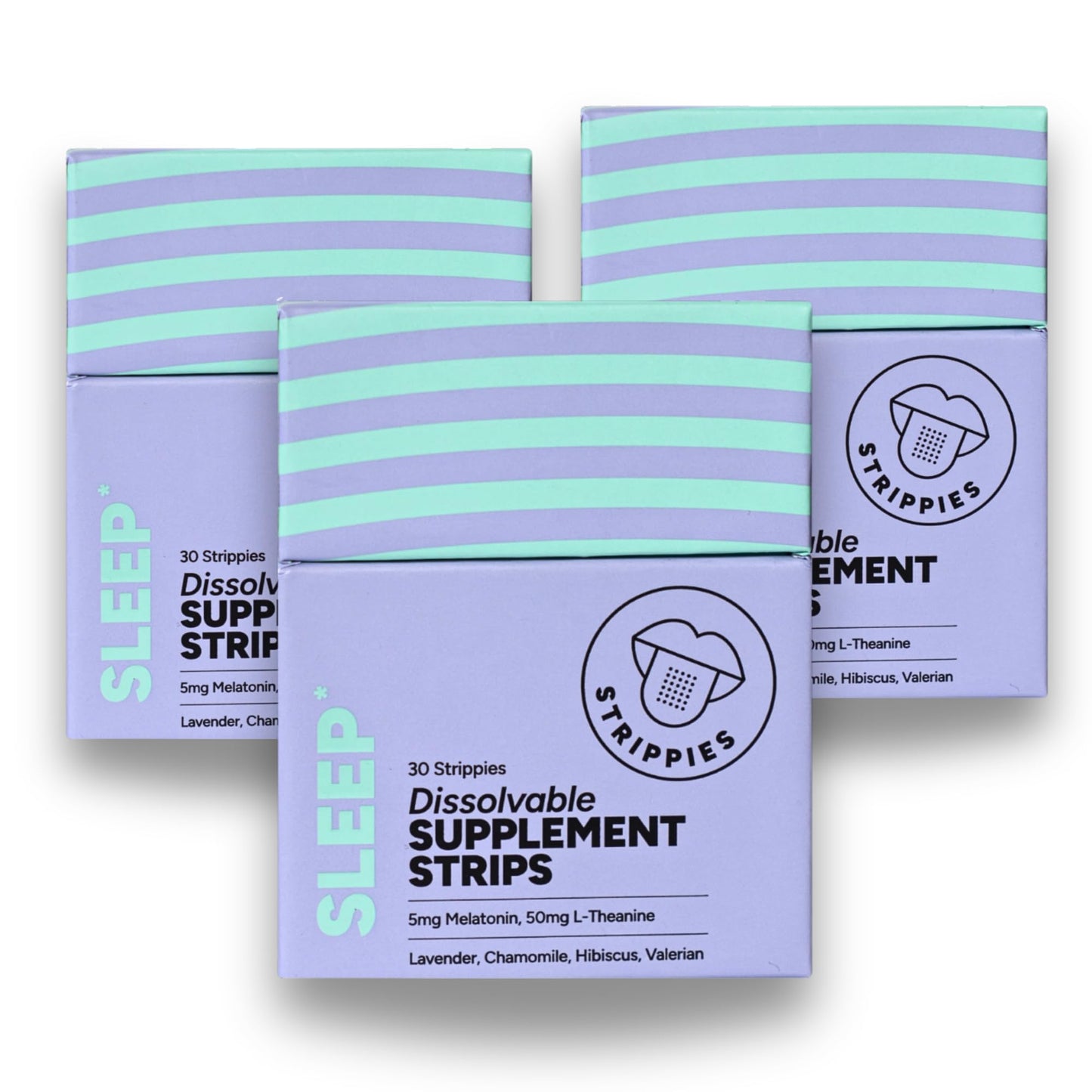 STRIPPIES Dissolvable Sleep Strips – Fast-Acting Melatonin 5mg with L-Theanine, Lavender, Chamomile, Hibiscus & Valerian – Natural Cranberry Flavor – 90 Strips - dailyvitalstore