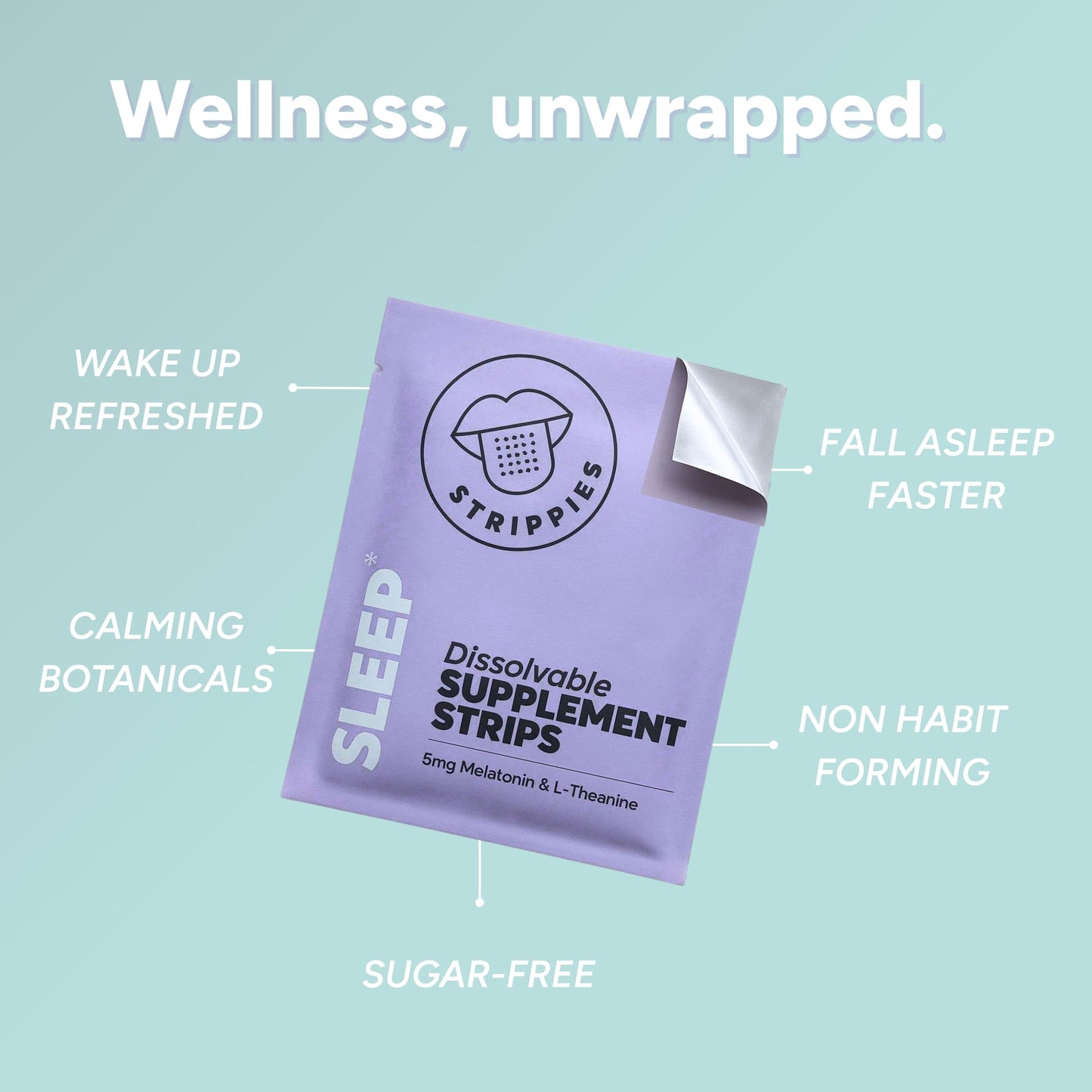 STRIPPIES Dissolvable Sleep Strips – Fast-Acting Melatonin 5mg with L-Theanine, Lavender, Chamomile, Hibiscus & Valerian – Natural Cranberry Flavor – 90 Strips - dailyvitalstore