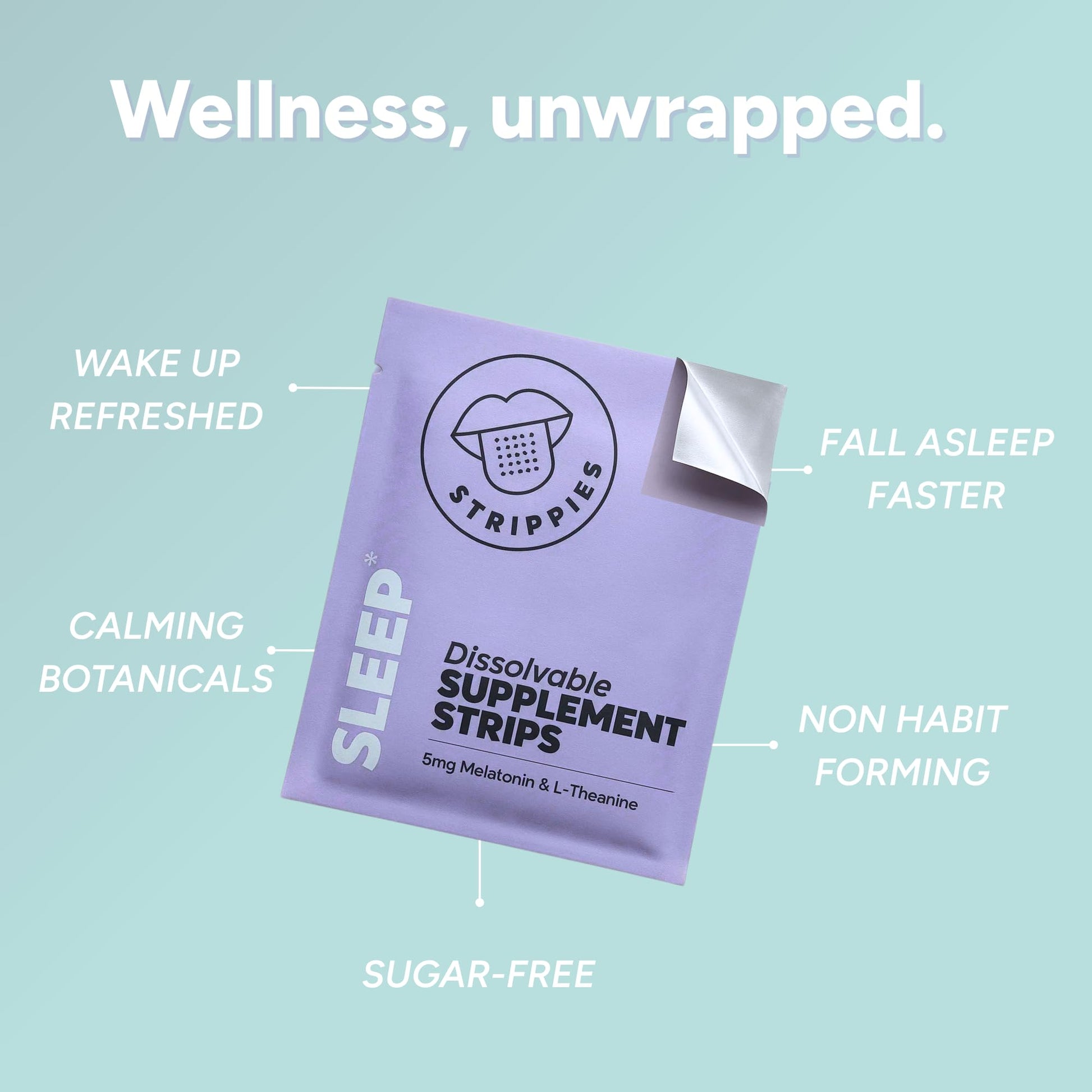 STRIPPIES Dissolvable Sleep Strips – Fast-Acting Melatonin 5mg with L-Theanine, Lavender, Chamomile, Hibiscus & Valerian – Natural Cranberry Flavor – 90 Strips - dailyvitalstore