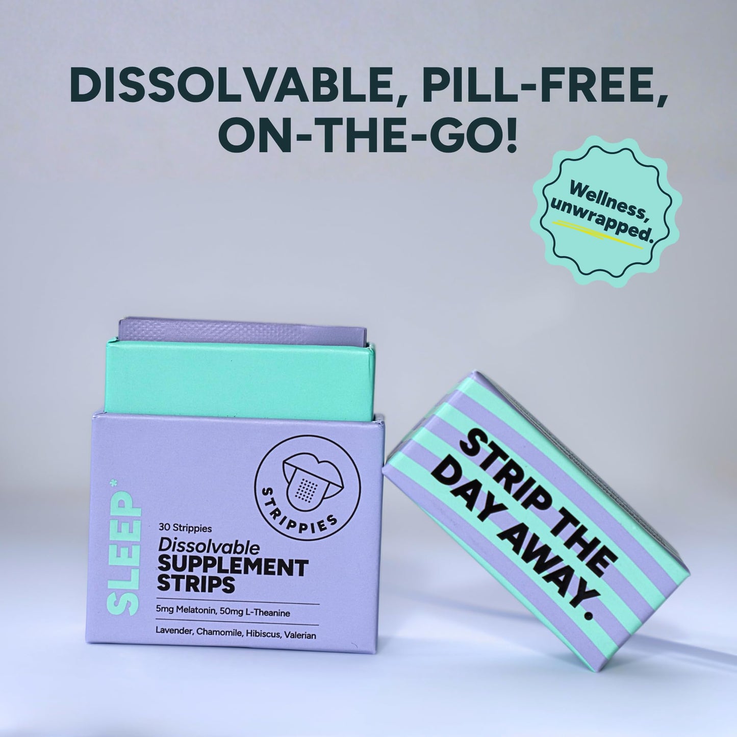 STRIPPIES Dissolvable Sleep Strips – Fast-Acting Melatonin 5mg with L-Theanine, Lavender, Chamomile, Hibiscus & Valerian – Natural Cranberry Flavor – 90 Strips - dailyvitalstore