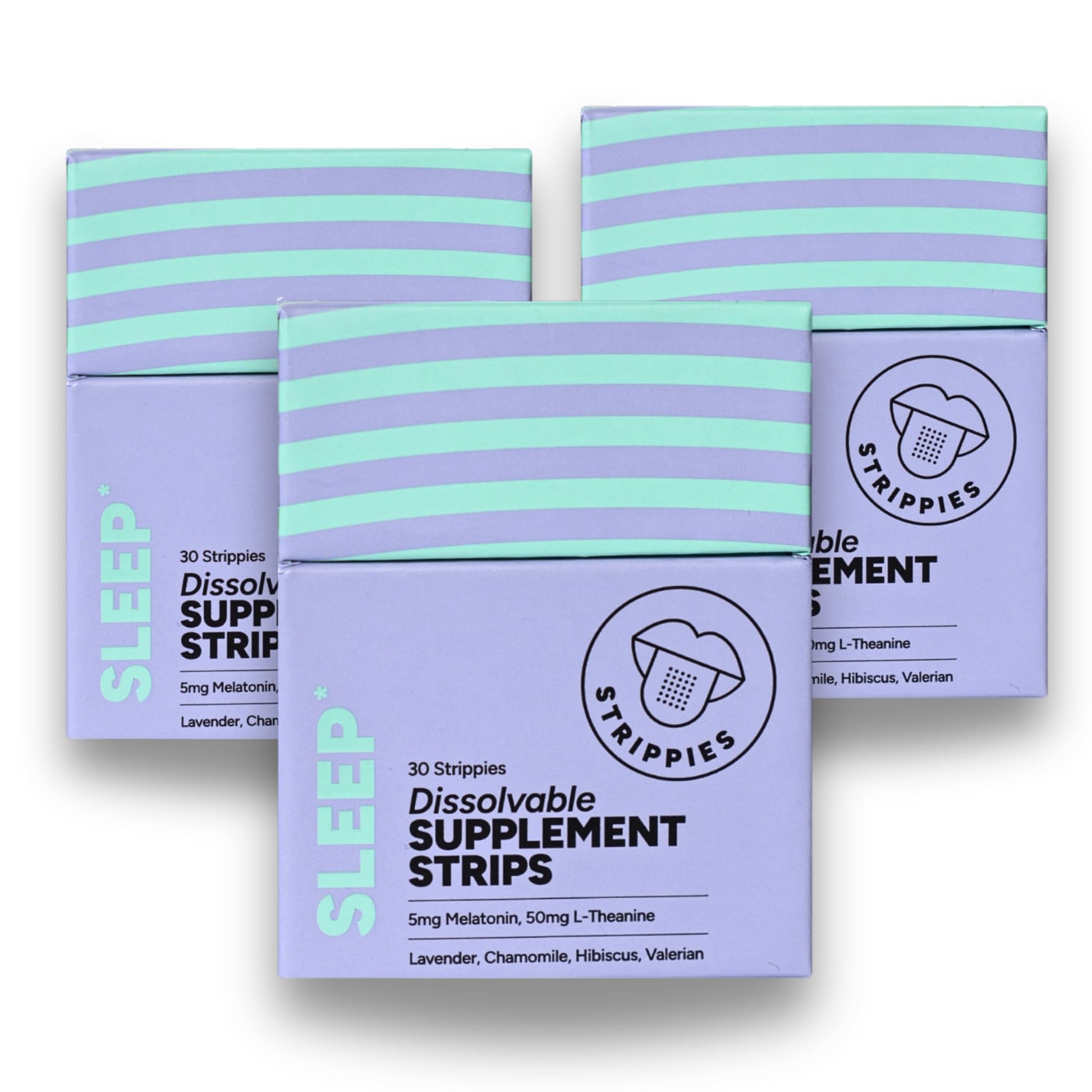STRIPPIES Dissolvable Sleep Strips – Fast-Acting Melatonin 5mg with L-Theanine, Lavender, Chamomile, Hibiscus & Valerian – Natural Cranberry Flavor – 90 Strips - dailyvitalstore