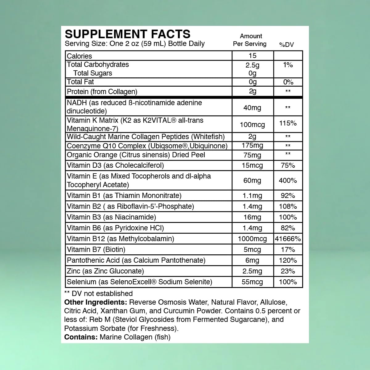 Strong Cell | Cellular Function Booster Liquid | NADH, CoQ10, Collagen. 90+% Absorption Rate. Vitamins B1, B2, B3, B6, B7, and B12. Vitamin K2 | 30 Count. - dailyvitalstore