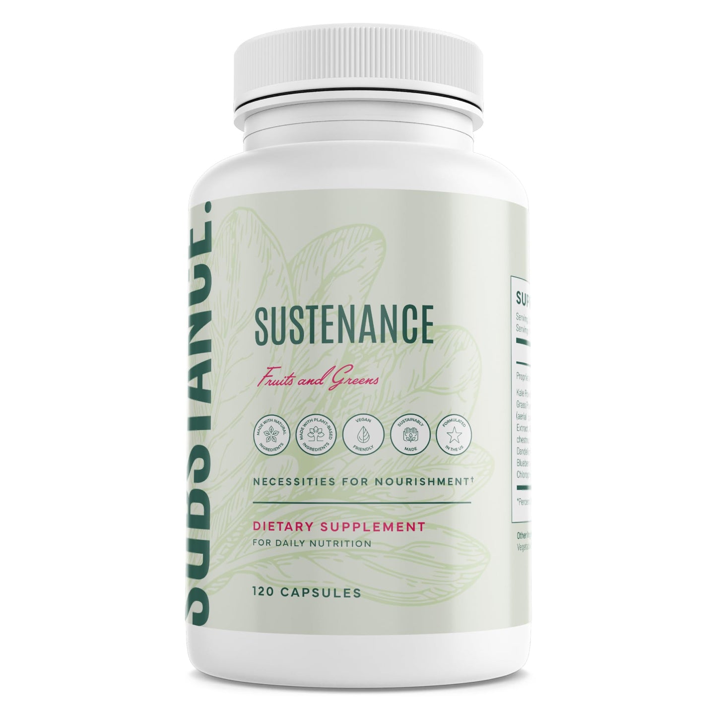 SUBSTANCE. - Nature's Sustenance Daily Greens, Daily Fruit and Veggies Supplement - Enhance Energy, Mental Clarity - Fruits and Vegetables Supplements - US Made, Vegan-Friendly - 30 Servings. - dailyvitalstore