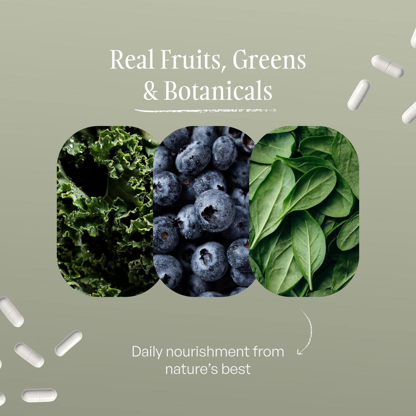 SUBSTANCE. - Nature's Sustenance Daily Greens, Daily Fruit and Veggies Supplement - Enhance Energy, Mental Clarity - Fruits and Vegetables Supplements - US Made, Vegan-Friendly - 30 Servings. - dailyvitalstore