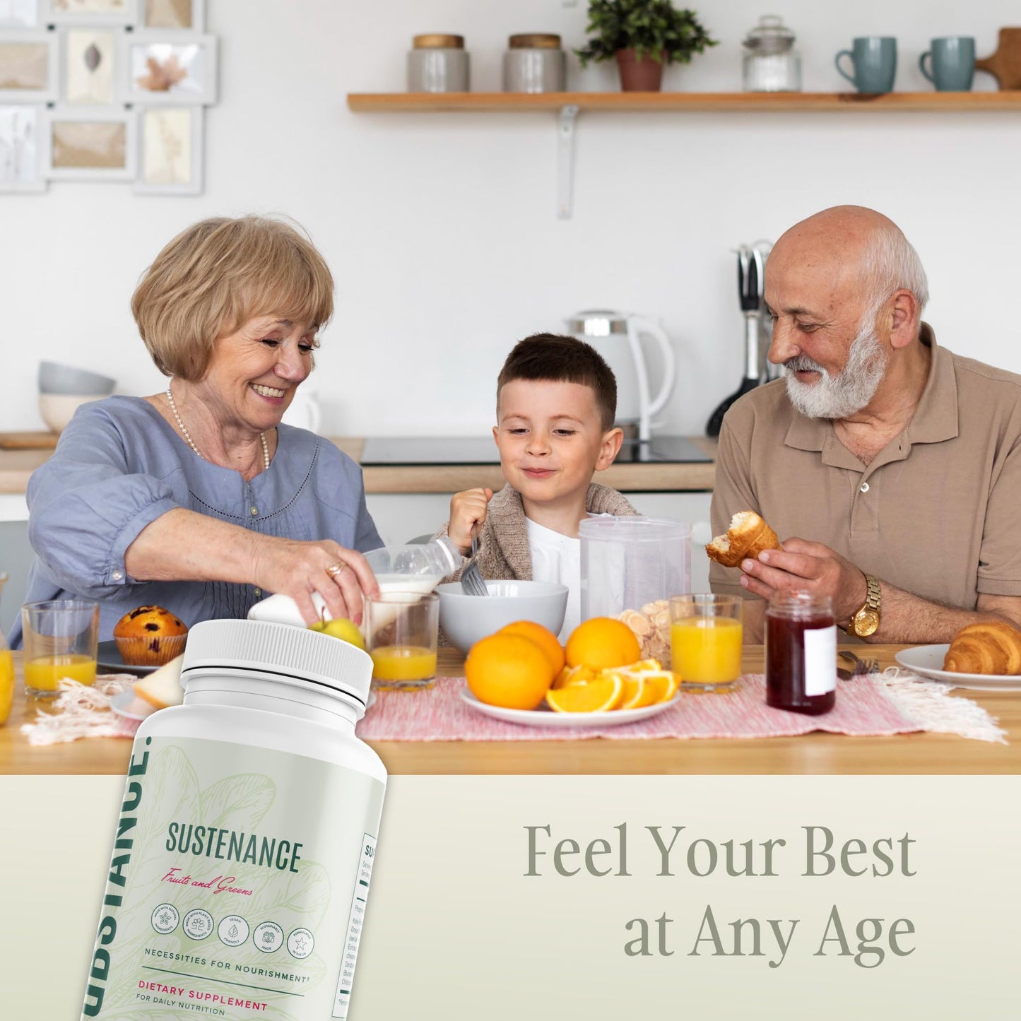 SUBSTANCE. - Nature's Sustenance Daily Greens, Daily Fruit and Veggies Supplement - Enhance Energy, Mental Clarity - Fruits and Vegetables Supplements - US Made, Vegan-Friendly - 30 Servings. - dailyvitalstore