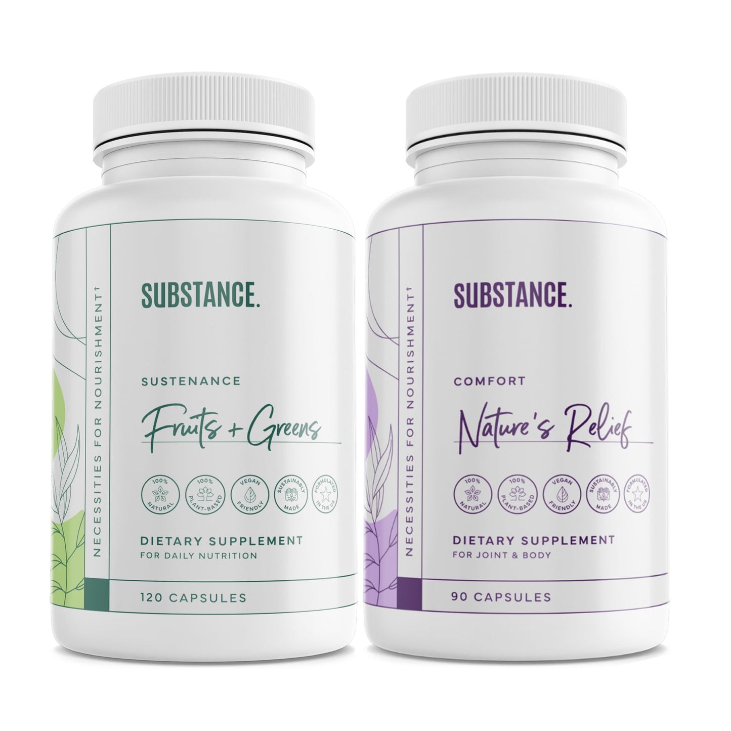 SUBSTANCE. - Ultimate Wellness Bundle | Daily Superfood Nutrition & Joint Support | Greens, Fruits & Veggies + Nature’s Relief | Boost Energy, Mental Clarity & Mobility | Vegan, Non-GMO (30 Servings) - dailyvitalstore
