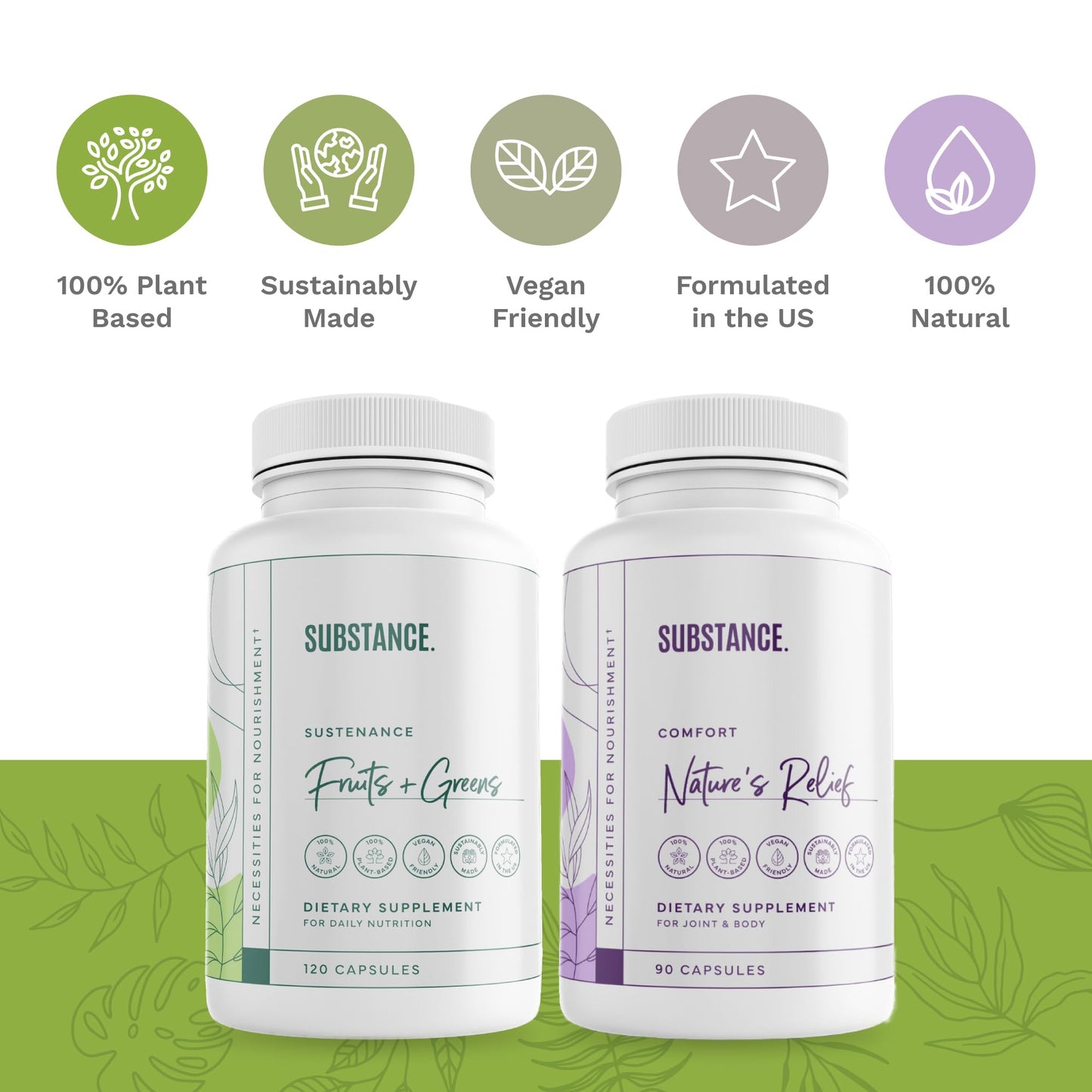 SUBSTANCE. - Ultimate Wellness Bundle | Daily Superfood Nutrition & Joint Support | Greens, Fruits & Veggies + Nature’s Relief | Boost Energy, Mental Clarity & Mobility | Vegan, Non-GMO (30 Servings) - dailyvitalstore