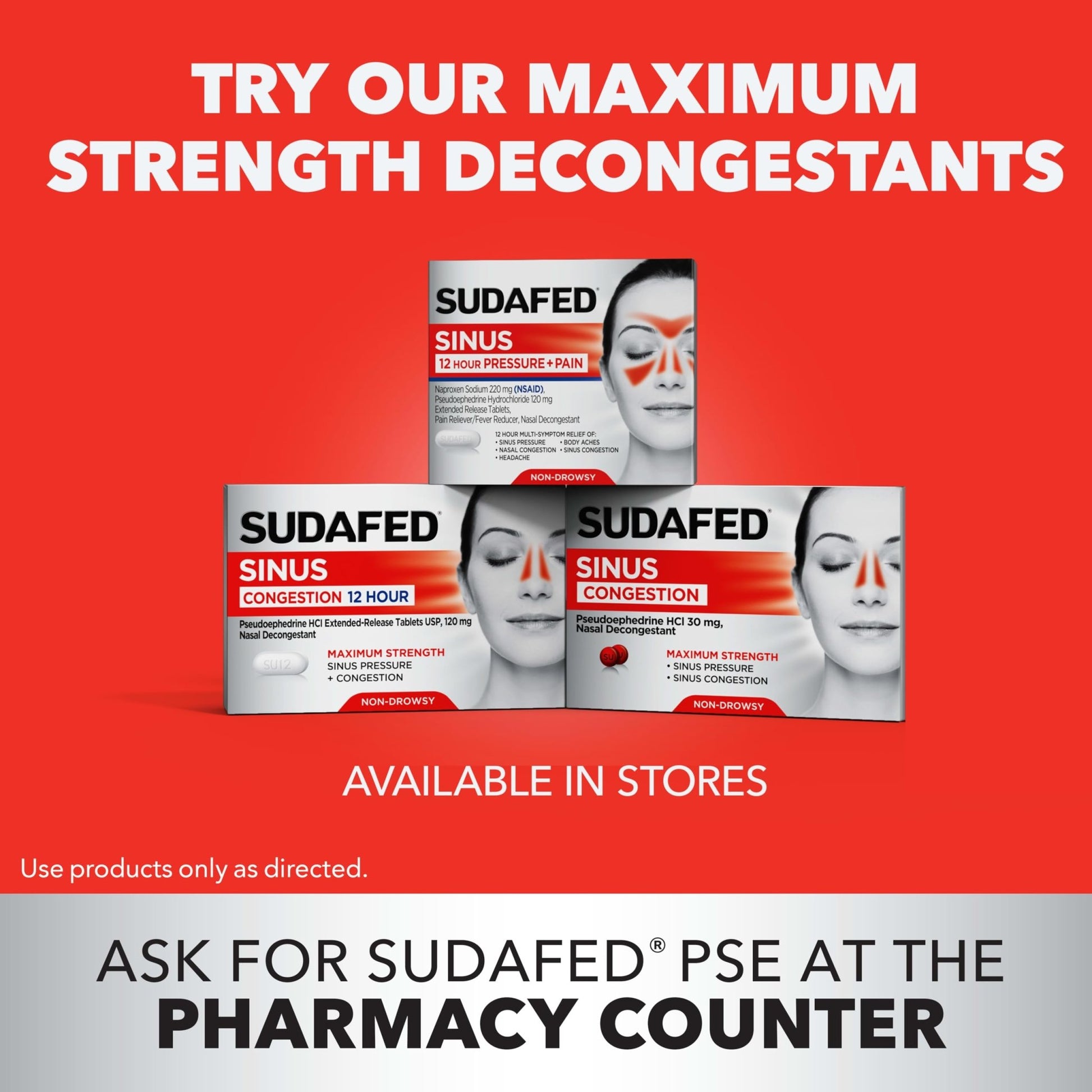 Sudafed PE Head Congestion + Mucus Relief Tablets for Sinus Pressure, Congestion, & Headache, Non-Drowsy Decongestant with Acetaminophen, Guaifenesin & Phenylephrine HCI, 24 ct - dailyvitalstore