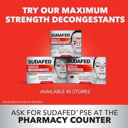 Sudafed PE Head Congestion + Mucus Relief Tablets for Sinus Pressure, Congestion, & Headache, Non-Drowsy Decongestant with Acetaminophen, Guaifenesin & Phenylephrine HCI, 24 ct - dailyvitalstore