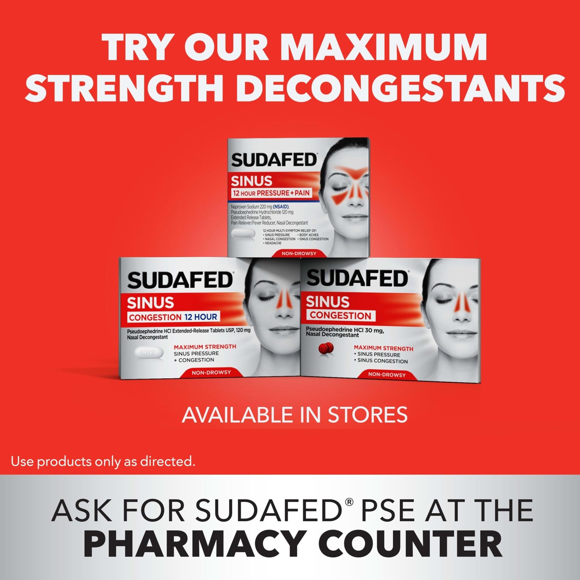 Sudafed PE Sinus Congestion Day + Night Maximum Strength Decongestant & Antihistamine Tablets with Phenylephrine HCl & Diphenhydramine HCl, Helps Nasal & Sinus Pressure & Congestion, 20 ct - dailyvitalstore