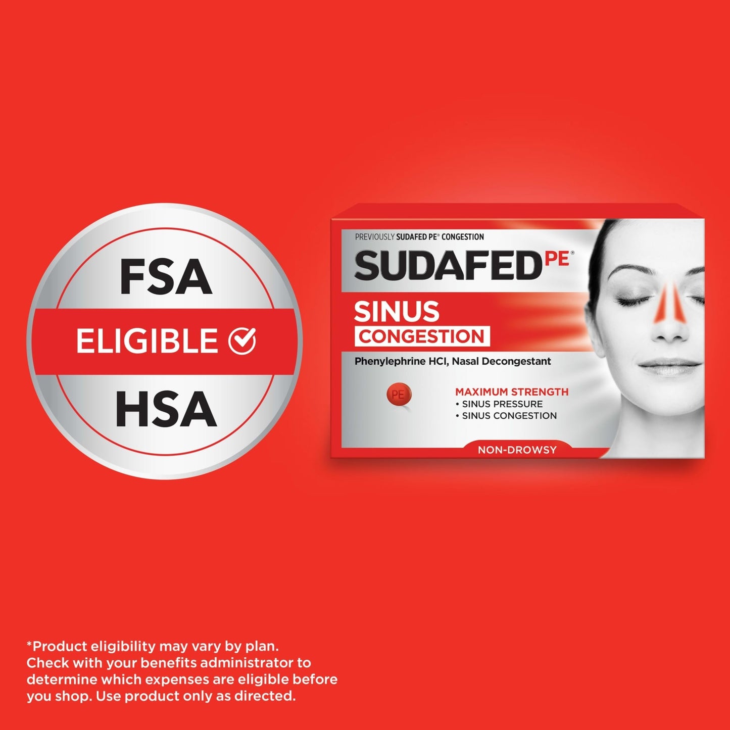 Sudafed PE Sinus Congestion Relief Tablets, Maximum Strength, Non-Drowsy 10 mg Phenylephrine HCI Decongestant for Sinus Pressure & Nasal Congestion Relief, Due to Cold or Allergies, 36 ct - dailyvitalstore