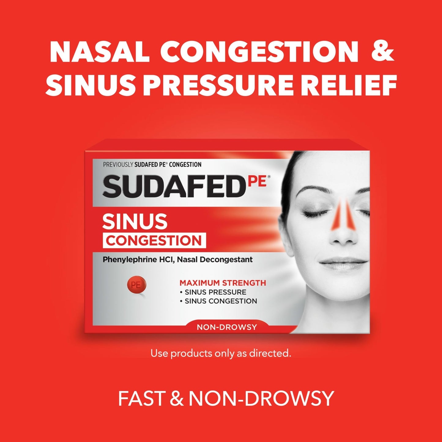 Sudafed PE Sinus Congestion Relief Tablets, Maximum Strength, Non-Drowsy 10 mg Phenylephrine HCI Decongestant for Sinus Pressure & Nasal Congestion Relief, Due to Cold or Allergies, 36 ct - dailyvitalstore