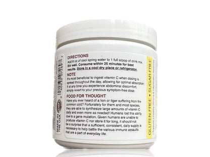 Sufficient-C High Dose Non-GMO Vitamin C Lemon Peach Immune-Ade Drink Mix, Convenient 125 Gram Size w/L-lysine, Bromelain & a Premium 96% Pure Green Tea Extract - dailyvitalstore