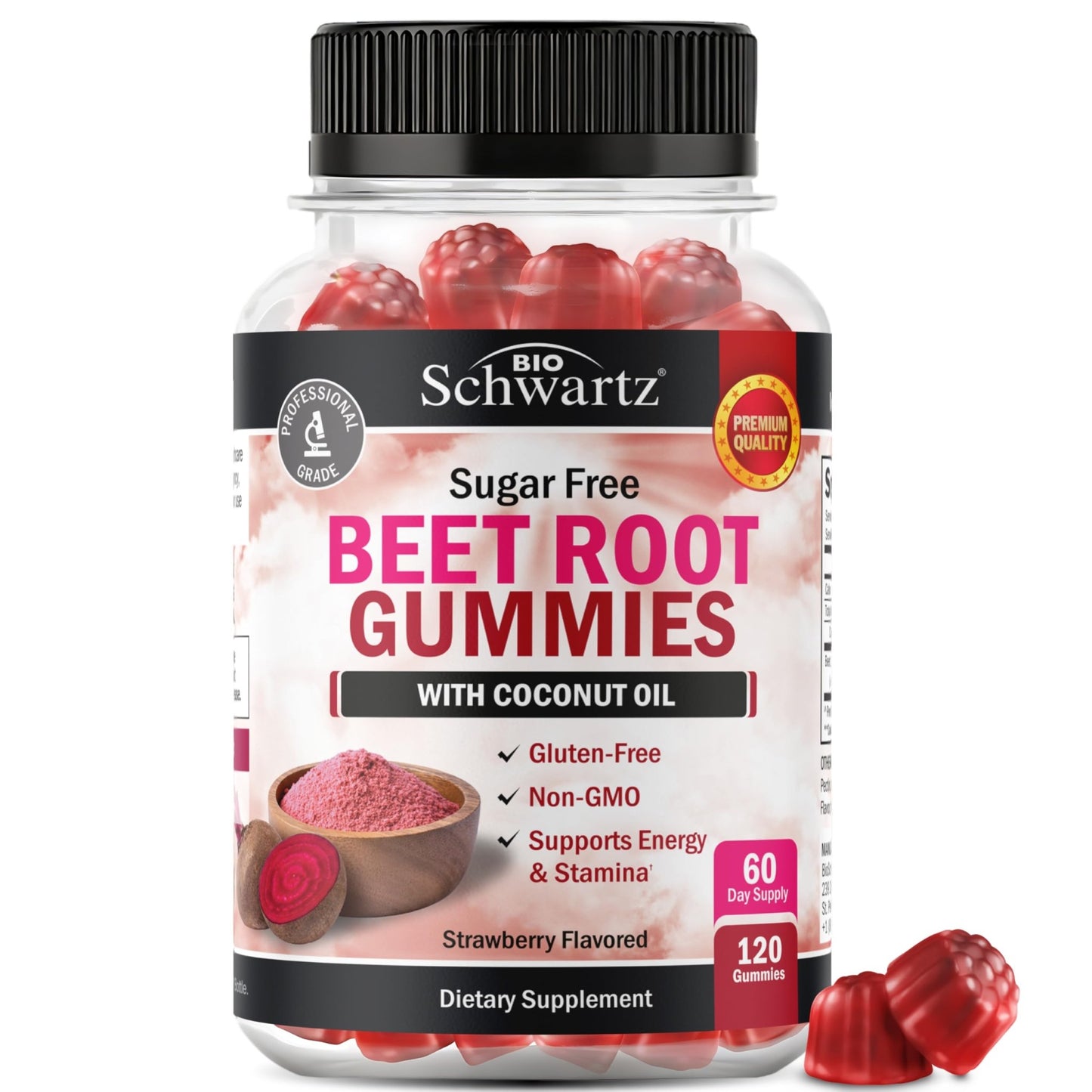 Sugar Free Beet Root Gummies - Nitric Oxide Gummies Infused with Coconut Oil for Highest Absorption - Supports Energy & Whole Body Health - dailyvitalstore