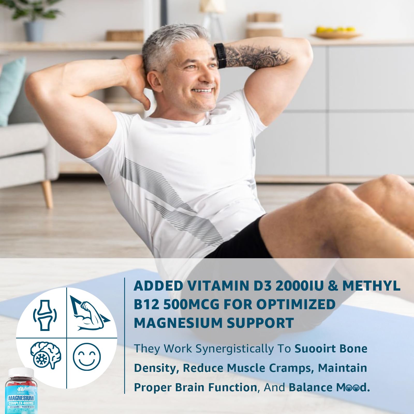 Sugar Free Magnesium Complex for Women, Calm Magnesium Gummies for Adults 400mg, Magnesium Glycinate, Citrate, Malate & More- Magnesium Gummy with Magnesium Ashwagandha, D3, B12 for Relax, Calm, Vegan - dailyvitalstore